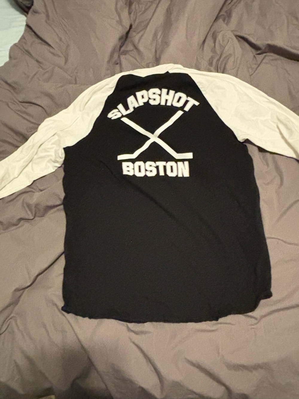 Taang! Records Slapshot Hardcore Black & White Raglan Baseball Tee - Picture 2 of 8
